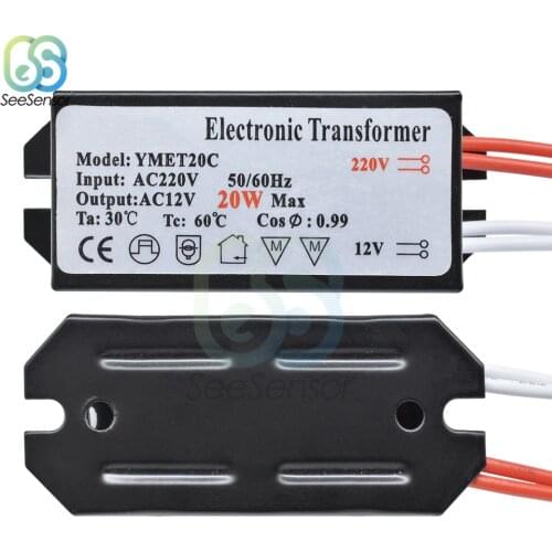 Electronic Transformer AC 220V to AC 12V 20W 50/60Hz for Halogen Lamp Crystal G4 Light Bulb