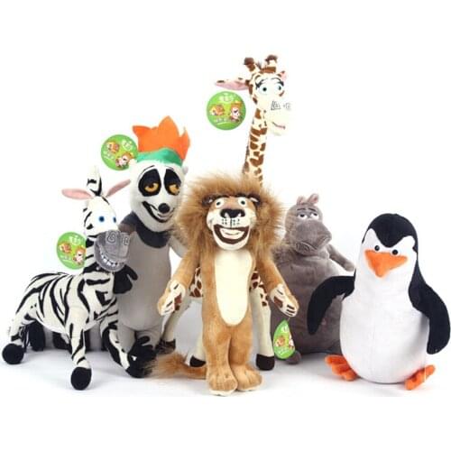 HOT SALE MADAGASCAR CHARACTER TEAM CHARACTERS PLUSH TOYS ALEX GLORIA MARTY MELMAN PENGUIN JULIEN STUFFED TOYS BABY TOY KIDS GIFT