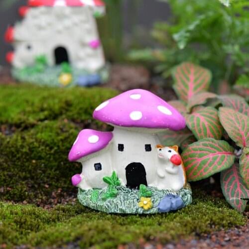 Mushroom House Mini Landscape House Fairy Garden Decoration Resin Crafts Ornament Miniature Fairy Garden Accessories