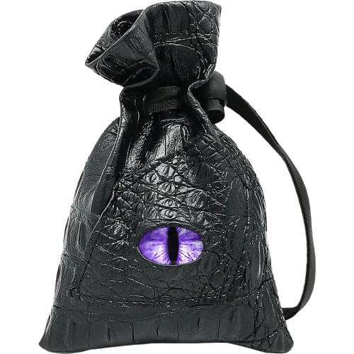Haxtec dnd Dice Bag Drawstring Leather DND Dice Pouch Storage Bag for D&D Dices(Mama Dragon-Periwinkle)