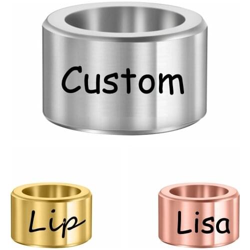 Customized Engrave Names Beads Stainless Steel Charms Balls Fit for Genuine Leather DIY Bracelet Personalized Name Accessories
