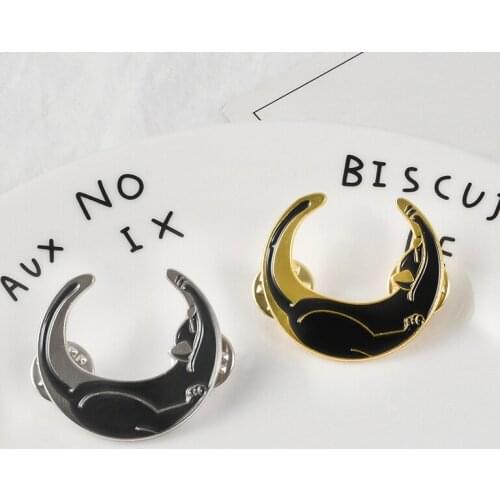 Cat Moon Pins Moon phases Black cat Denim Jackets Bags Hats Backpack Accessories Jewelry Pins collection Gift for Witches