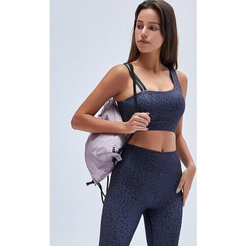 2021 Women Yoga Pants Bra Sets Sports Fitness Running High Waist Leggings Big Stretch Quick Drying Leopard Suits Female 38