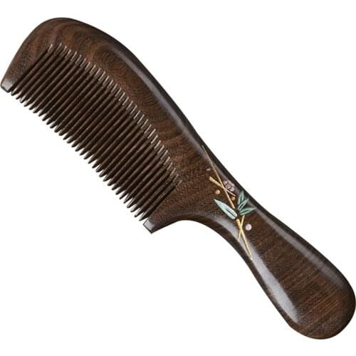 Natural Handmade Wooden Comb Fine Tooth Long Sandalwood Comb Hair Comb No Static No Snag for Men Women Kids Massage Comb TK