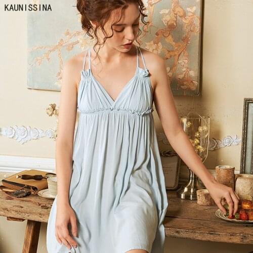 Sexy Cotton Nightgowns Woman Summer Deep V Lace Backless Night Dress Sexy Home Clothes Female Nightdress Sleepshirts Nighty