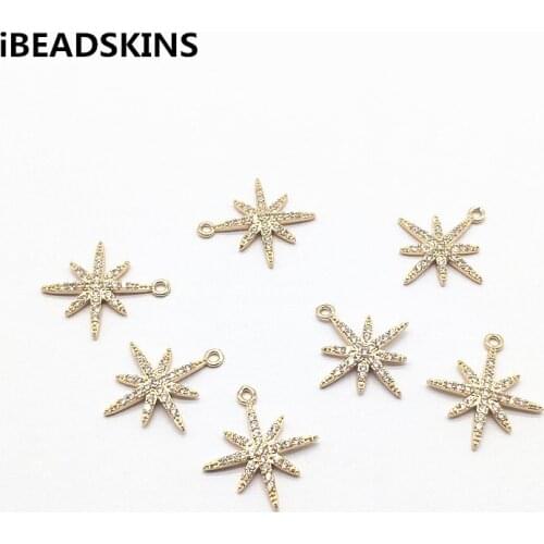 New arrival! 20x18mm 50pc Copper/zircon Star-shape Charm for HandMade Earrings Parts Jewelry Findings Jewelry Necklace DIY
