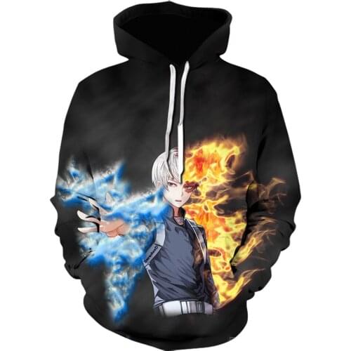New 3D Anime Sweatshirts Hoodie My Hero Academia Bakugo Katsuki Cosplay Costume Todoroki Shoto Tracksuits Men Woman Men clothing