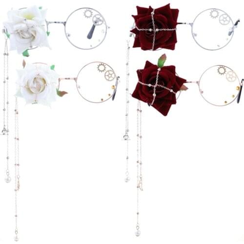 Handmade Lolita Lolita Flowers Glasses Pearl Wing Cool Gear Decoration Optical Glasses