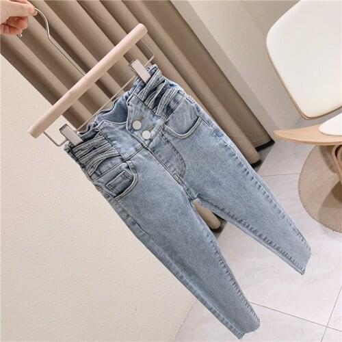 2021 Autumn New Arrival Girls Fashion Denim Pants Kids Korean Design Trousers