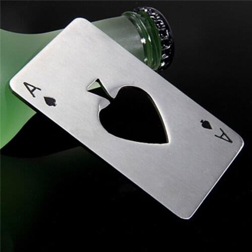 Black/Silver Poker Card Beer Bottle Opener Personalized Stainless Steel Credit Card Bottle Opener EDC Outdoor Tools Camping Gear