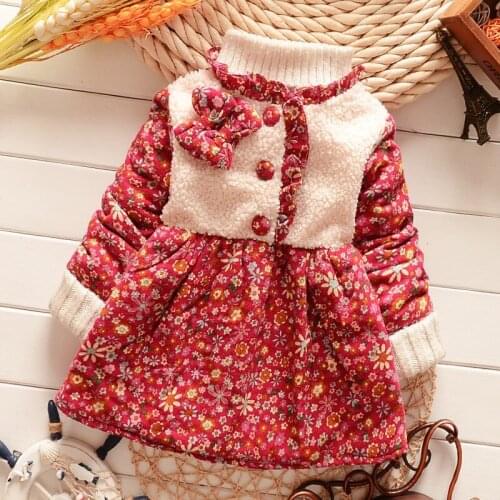Baby Girls Dresses 2016 Autumn/Winter Fashion Floral Print Long Sleeve Cotton Dress Kid Dress Vintage Toddler Children Clothing
