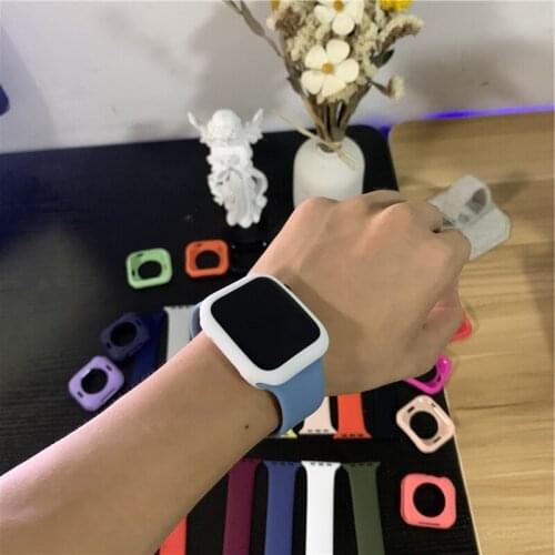 Solo Loop Silicone Strap For Apple Watch Band 44mm 40mm 42mm 38mm 44mm Breathable bracelet iWatch 6 5 4 3se Tpu Screen Protector