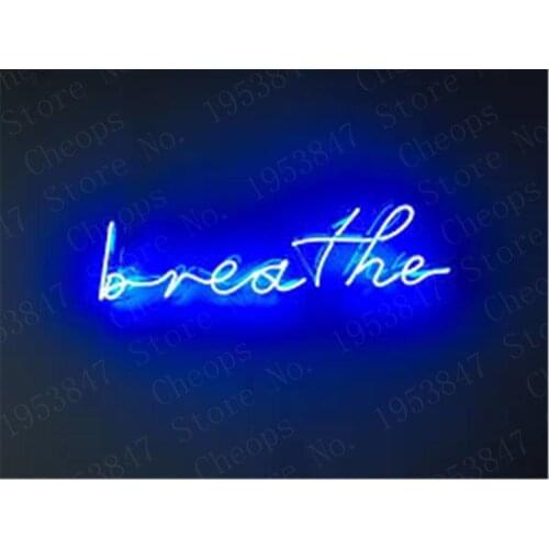 Breathe Christmas Gift Neon Signs Real Glass Tube Feelings Beer Bar Pub Bedroom Wall Homeroom Girlsroom Party Decor 14x5