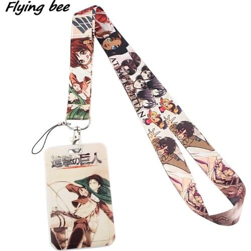 Flyingbee X1343 Anime Attacking Giants Creative Lanyard Card Holder Student Hanging Neck Lanyard Badge Subway Access Card Holder