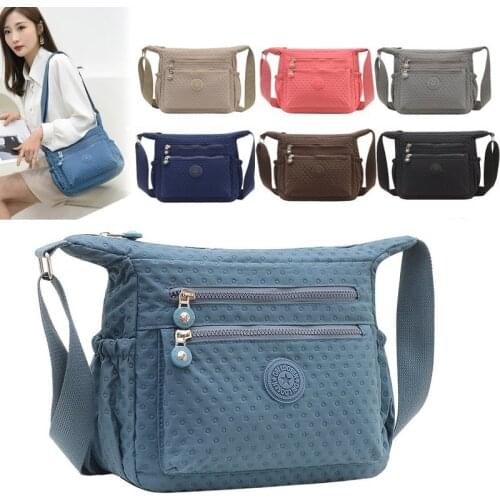 Travel Female Male Crossbody Bags Zipper Multiple Pocket Handbag Casual Waterproof Nylon Women Shoulder Messenger Bag