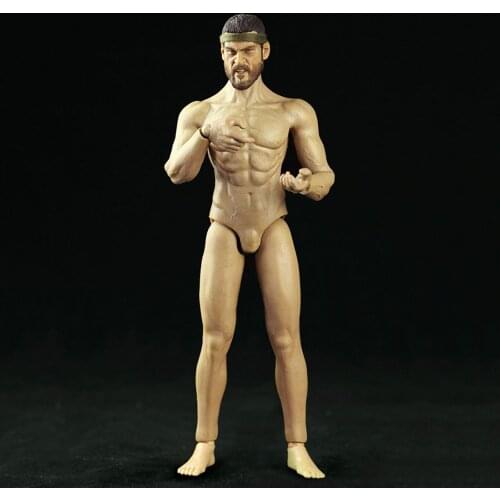 In Stock 1/6 Scale HJ005 Skin Color Muscle Durable Strong Male Body Figures With Head Beard Model For Doll Action Collectable