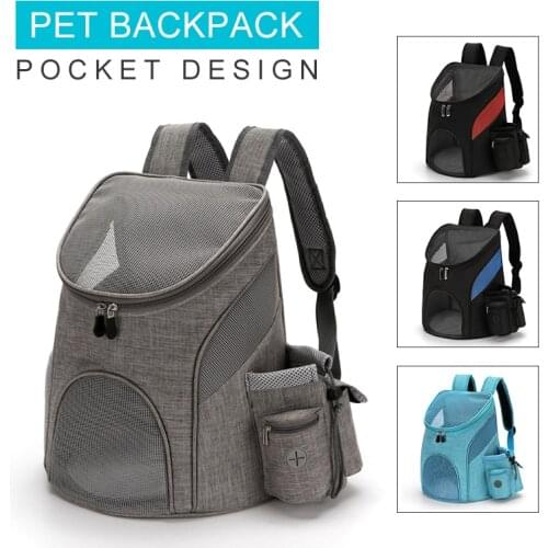 High Quality Dog Backpack Nylon Portable Zipper Breathable Pet Carrier Bags Outdoor Travel Double Mesh Cat Shoulder Bag For Pets