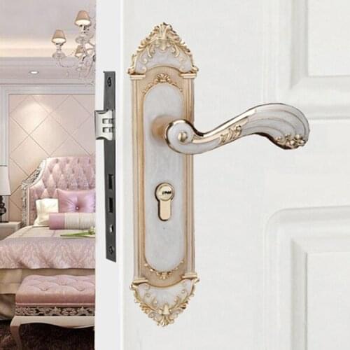 European Style Bedroom Handle Lock Door Lock Key Kit Combination Aluminum Alloy Retro Lock Family Room Door Hardware Accessories