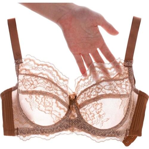 Womens Lace Bras Bratte Perspective Floral Sexy Lingerie Underwire Brassiere BH Tops Underwear Plus Size 32-38 B C D DD Cup