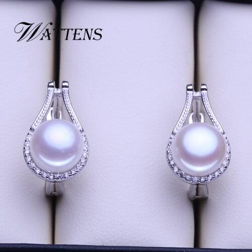 925 Sterling Silver Stud Earrings Natural Pearl Earrings Zircon Earrings for Women accessories Wedding Party Birthday Gift New