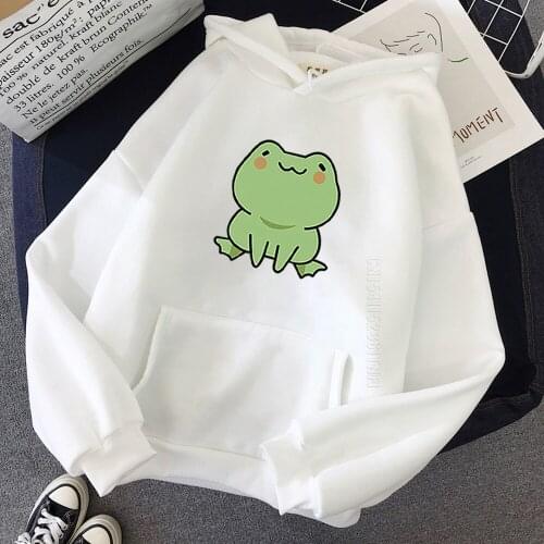 Women Hoodies Harajuku Long Sleeve Streetwear Men Cute Animal Frog Printing Hoodie Pocket Daily Casual Pullover Loosen Gdragon