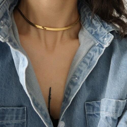 Street Style Snake Bone Chain Ladies Necklace Womens Fashion Simple Blade Cold Wind Clavicle Chain Tide Wind Neck Jewelry Girl
