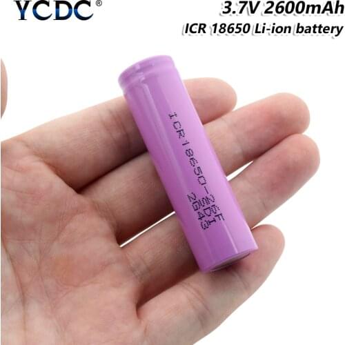 1/2/4/6/8/10x 3.7 V High Quality Pink Flat ICR 18650-26F 2600mAh Rechargeable Batteris Lithium Li-ion Battery Replacement