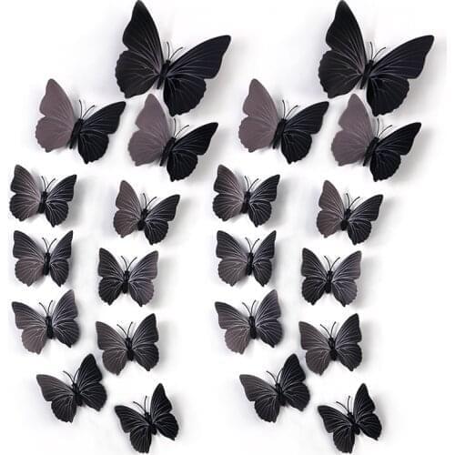 12Pcs/set 3D Black Butterfly Wall Sticker For wedding Decoration living Room Window Stickers Home Decor Butterflies stickers