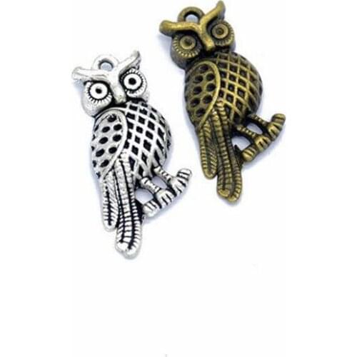 20pcs 33x16m Alloy Owl Charms Pendants Vintage Silver Fashion Charm Pendant