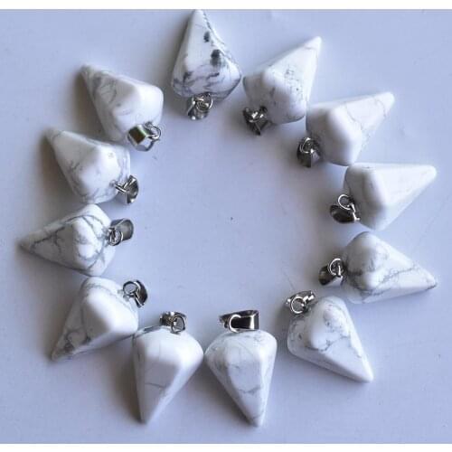 2020 New Fashion hexagonal pyramis shape Natural stone pendants charms for jewelry making 12pcs Wholesale free shipping