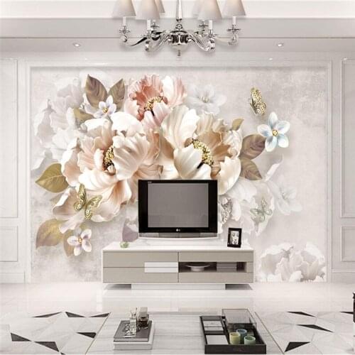 Beibehang custom papel de parede 3d Relief peony photo murals wallpaper living room decor TV background wall decorative painting