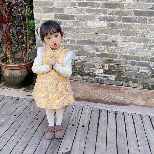 4# 1y-7y Girls Clothing Toddler Baby Kid Girl Lunar Chinese New Year Tang Suit Princess Dresses Clothes Robe Pull Платье 2021