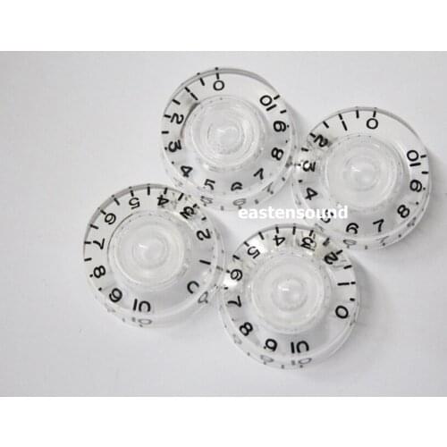 4 Pcs Transparent Clear Black Digital Electric Guitar Bass Speed Control Knobs Tone volume Pot Knobs Potentiometer Buttons
