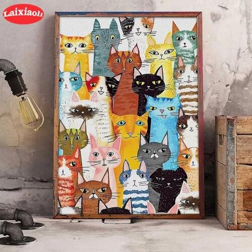 5D round Diamond Embroidery Cartoon anime animal cute cat Picture Diamond Painting Full Square Mosaic Cross Stitch Handmade Gift