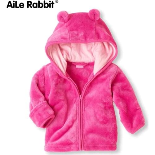 AiLe Rabbit Baby Super of Coral Fleece Infant Hoodie Hooded Coat Three Color Optional Support A Undertakes