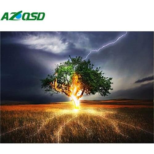 AZQSD Picture By Number Night Tree Handpainted Modern Wall Art Painting By Numbers On Canvas Scenery Unique Gifts