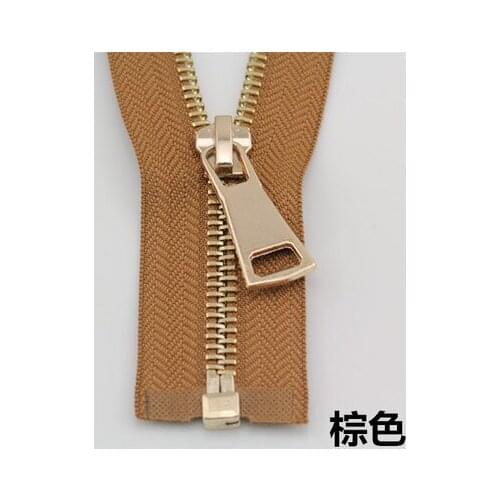 Free shipping 3pcs/lot light brown 5# metal zipper front pale gold clothes coat down jacket pull 70 cm 90 cm zipper