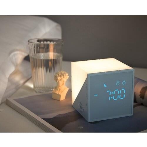 Household LED Night Light With Alarm Clock Eye Care Night Light Bedroom Alarm Clock USB Charging Светильник Настольный С Часами