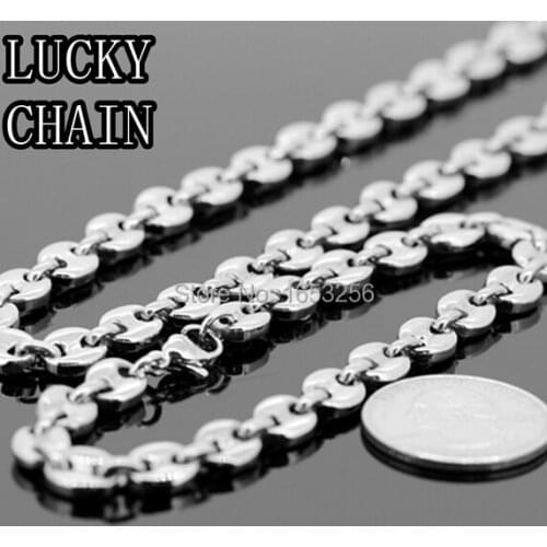 One Set Jewlery 10mm wide brand new men/womens stainless steel coffee bean Link Chain necklace + bracelet