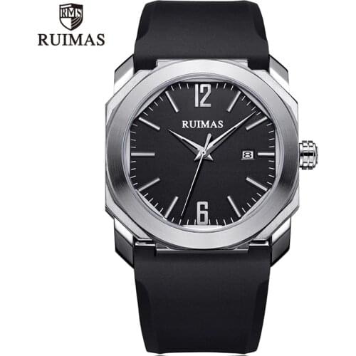 Ruimas Chronograph Mens Sport Watches With Silicone Band Quartz Watch Men Clock Wristwatch Relogio Masculino Reloj Hombre