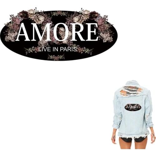 COSBILL AMORE Fashion Letter Applique Women T-shirt Patches On Clothes DIY A-level Iron On Transfer For Clothing Accessory Y-152