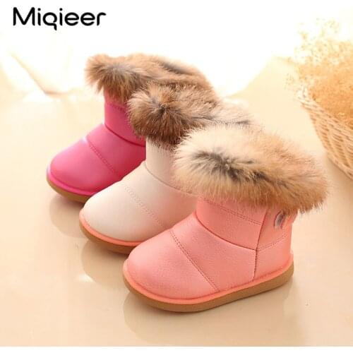 2021 Children Snow Boots Girls Boys Winter Kids Warm Plush Shoes Outdoor Walking Soft Sole Anti Skid Baby Toddler Ankle Boots