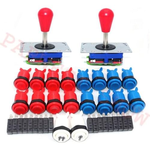 DIY arcade Kits with Long Shaft Zippy Joystick with Oval Ball +18PCS American Push buttons Included 1P/2P white push button