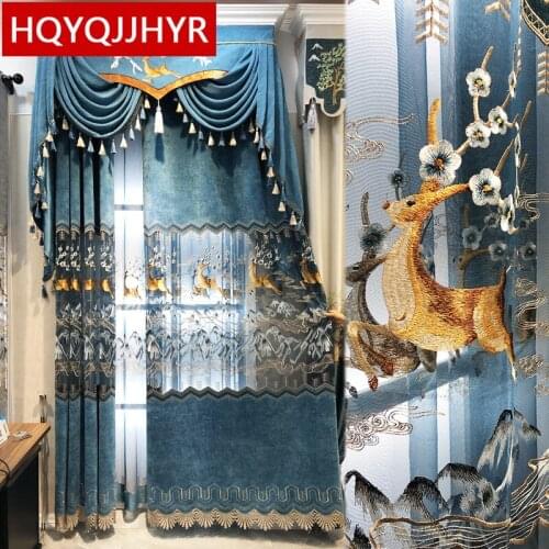 Europe high-quality 3D embroidered curtains for villas apartment living room luxury elegant decorative curtains for bedroom