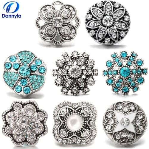 Crystal Flower Snap Charms Jewelry With Rhinestones Shining Wholesale Snaps For Girl LSSN459/579