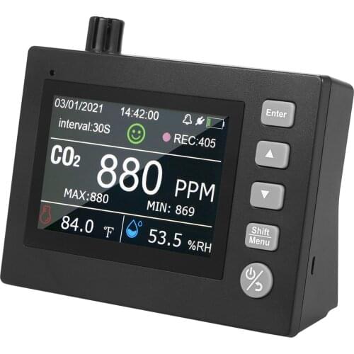 Large LCD Display CO2 Meter Monitor Gas Analyzer Temp RH Detector battery life over 10 hours