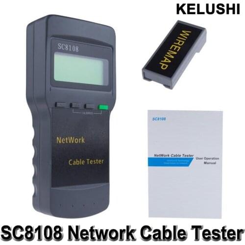KELUSHI Portable Multifunction Wireless SC8108 LCD Digital PC Data CAT5 RJ45 LAN Phone Meter Length Network Cable Tester Meter