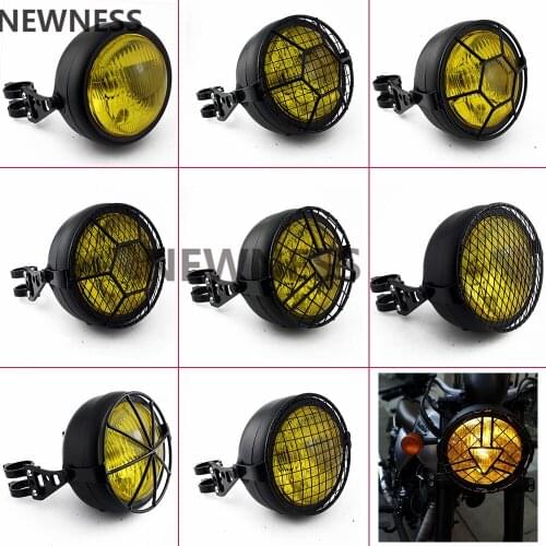 6.5" Motorcycle Universal Retro Headlight HeadLamp Cover With Mask + Mount Bracket For Harley Sportster Cafe Racer Costoms