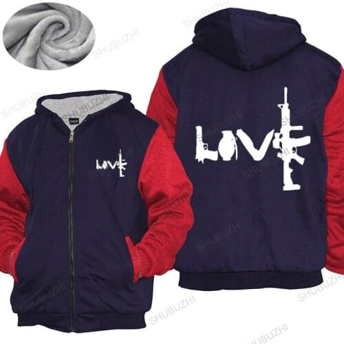 Mens brand warm coat male gift tops Banksy Street Art Love Guns AK-47 AK47 AK 47 mens hoodies top gift Male thick hoody