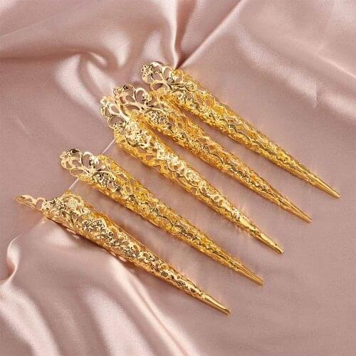 5 Pcs Nail Rings Set Ancient Costume Antique Style Queen Knuckle Finger Ring Tip Protection Hollow Belly Dance Accessories
